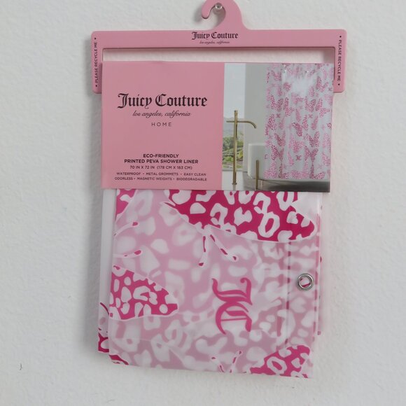 (#117) Juicy Couture PEVA Pink Butterfly Shower Curtain Liner Bathroom 70x72" - Picture 1 of 4